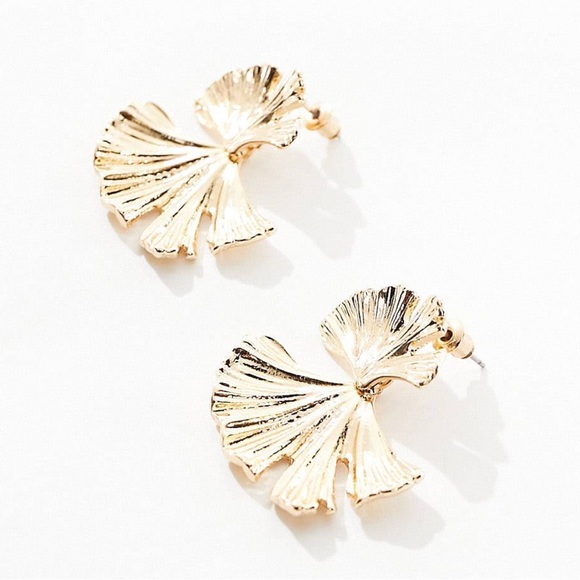 Textured Leaf Drop Earrings - New! - Picture 3 of 7